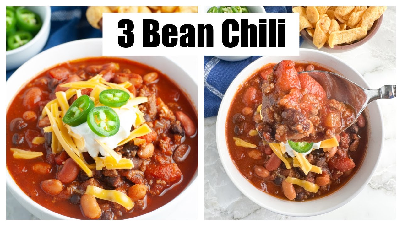 Three Bean Chili With Ground Beef Chili Chili