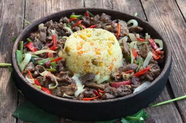 Best Beef Onion and Peppers Stir Fry Recipe | Tender And Juicy Beef | How to Cook Fluffy Rice Pilaf