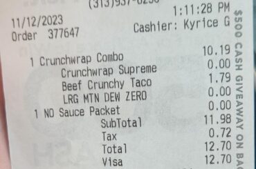 Double charging for tacos