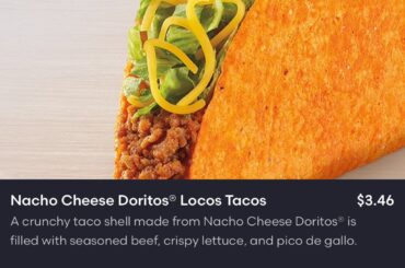 Both Grubhub and Uber eats say that the Doritos Locos Taco has pico de gallo in it