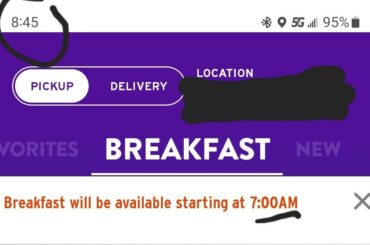 Anyone know why the app keeps doing this whenever i try to order breakfast? This is the second time it's done this for me