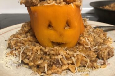 Stuffed Jack-O-Lantern Bell Peppers