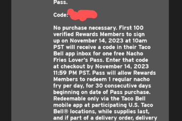 I won 30 days of nacho fries!