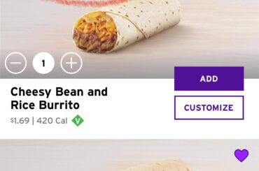 Bean burrito vs fiesta burrito price