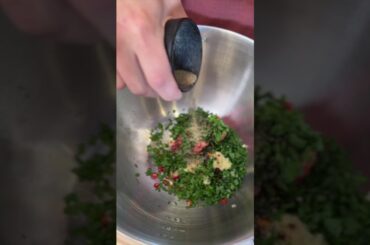 Spicy Beef Dumplings with chorizo chili oil and herbal chicken broth, all from my cookbook