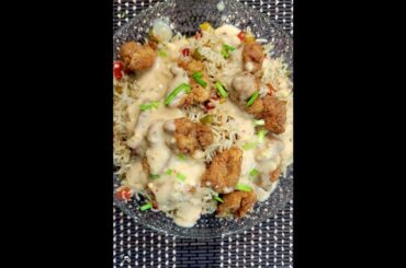 SPICY BELL PEPPER RICE WITH CHICKEN POP CORN AND SPICY SAUCE | EASY RECIPE | SWEET AND SALT BY SAIMA