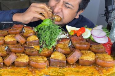 MUKBANG & RECIPE :SPICY PORK FRY CURRY WITH RED RICE | KING CHILLI | SALAD | EXTRA GRAVY | PORK ASMR