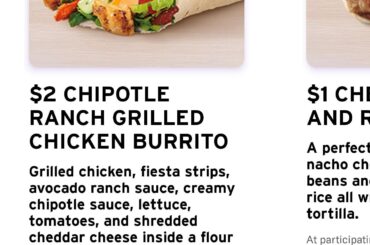 Chipotle chicken burrito removed