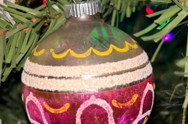 My vintage “Taco Bell” Shiny Brite Christmas ornament.