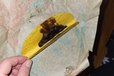 I had a long day, and I just wanted to grab something quick and easy for dinner. Went to Taco Bell for the first time in a while and got a black bean taco with no cheese. This is what they gave me