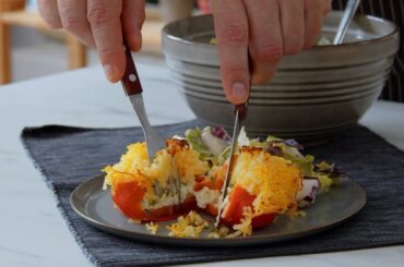 Incredible New Take On Stuffed Peppers: Mediterranean Stuffed Peppers Topped With Crispy Potatoes