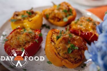 Get the recipe for restaurant-worthy spicy stuffed bell peppers
