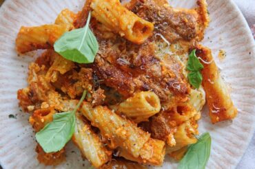 Baked Rigatoni with Blush Roasted Pepper Sauce Recipe - Laura Vitale