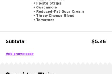 what it costs to create a "fiesta veggie burrito" at my local TB