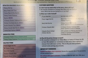 EVERYTHING that has been changed for the Cravings Value Menu. This is official Taco Bell material. Also. you can still get the chipotle ranch chicken burrito!