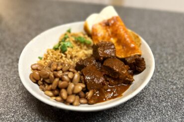 Gave making chili Colorado from scratch a try (along with pinto beans and Spanish rice, also from scratch)