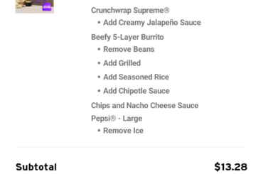 Rate my order (chalupa was free fire tier)