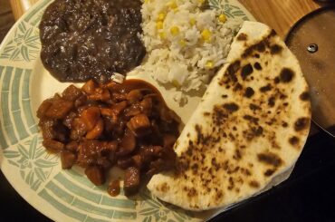 Chile Colorado with rice and beans