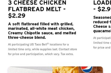 Disclaimer on new value menu