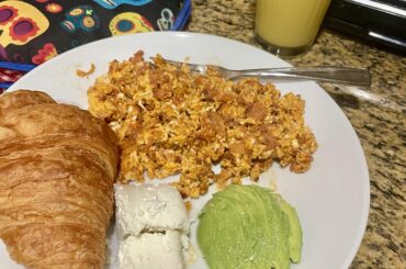 Just chorizo with eggs today.