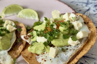 Tostadas with fried egg for breakfast