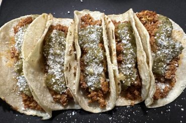 Quick breakfast tacos feat. home made salsa verde