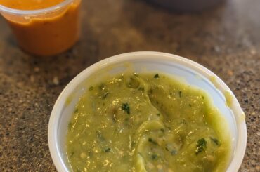 The guys in the kitchen at the taqueria I work at made this spicy guacamole!