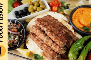 Lebanese Platter With Adana Kabab & Roasted Pepper Hummus Recipe By Food Fusion (Bakra Eid Special)