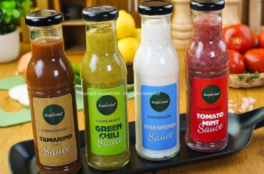 Make & Store 4  Sauces: Shawarma, Tamarind, Tomato, Green Chili | Ramzan Special Recipe