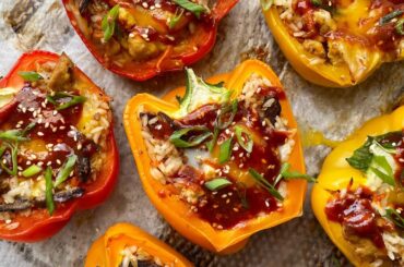 Tofu and Kimchi Bibimbap-Stuffed Pepper Recipe