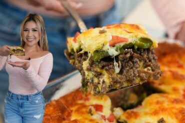 Cheesy Beefy STUFFED CHILE RELLENO CASSEROLE
