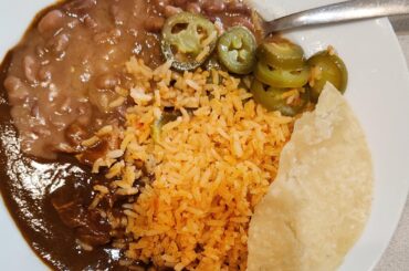 Mole with the typical rice and beans