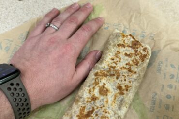 Feelin grateful for my local TB. They always nail it. Cheesy bean and rice add steak and potatoes. Lots of diablo with each bite.