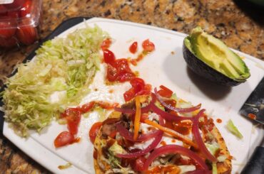 Barbacoa tostadas in honor of Taco Tuesday
