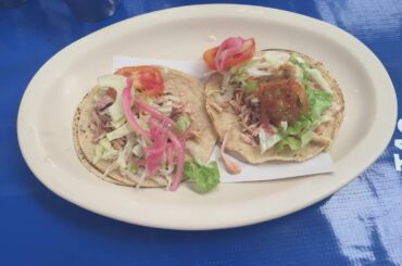 Mayan turkey tacos, served at La lupita taco shop in Merida, Mexico