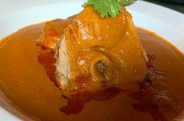 White tailed deer pipian, served at Pueblo Pibil in Tixkokob, Yucatan