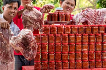 Cooking Hot Spicy Pork Belly with Fried Chili Paste Recipe - Natural Meal in Village - Kitchen Foods