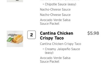 My review of new Cantina Chicken Quesadilla and Crispy Tacos + Thoughts on new early access Cantina items prices.