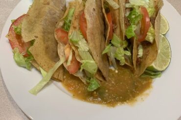 Tacos Dorados with mashed potato and bean filling