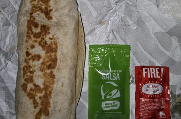 Cantina Chicken Burrito. Fire sauce for scale.