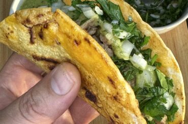 Beef and carnitas tacos.