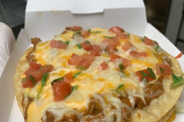 Triple-decker chili cheese Mexican pizza