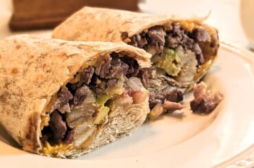 Had some leftover smoked chuck roast so I made California burritos