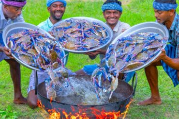 CRABS in HOT OIL | Crabs Fry | Malaysian Chilli Crab Recipe Cooking In Indian Village | Seafood