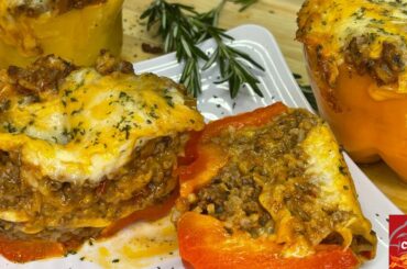 Stuffed Bell Peppers Recipe | How To Make Stuffed Bell Peppers | Meaty Cheesy Stuffed Bell Peppers