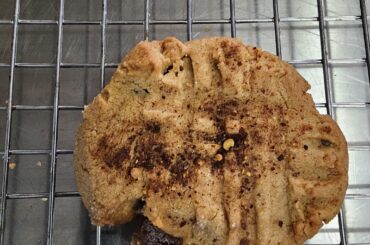 Homemade PB cookies with chocolate chips, ground reaper, cayenne and jalepeno.