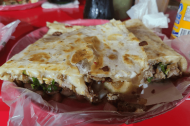 Late night quesadilla de asada after a night out in Tijuas