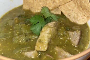 Pork chili verde with homegrown nopales