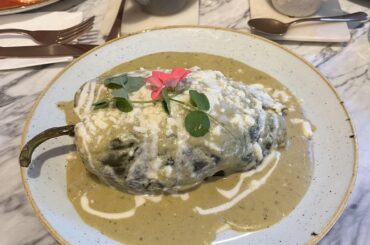 Two of my favorites: Chile relleno de Chilaquiles and Palmitos en Queso