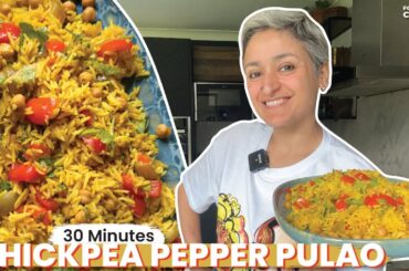 30 minute meals - CHICKPEA PEPPER PULAO - Delicious, healthy and vegan!